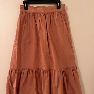 Mauve High-waisted A-line Riffled Skirt